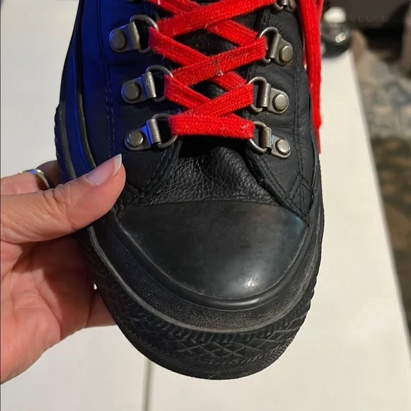 Converse Street Hiker Black with Red Lace High-Top Sneakers - Picture 9 of 15